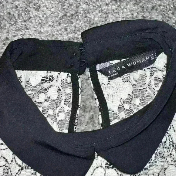 zara  crochet top Sz S Preppy Romantic Boho Split Neck Sleeveless - Picture 4 of 6